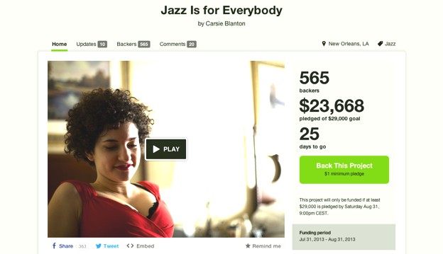 Carsie Blanton Jazz Is For Everybody Kickstarter Campaign