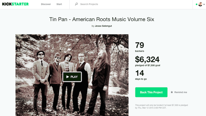 Tin Pan Kickstarter